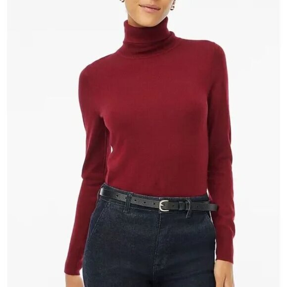 J. Crew Machine Wash Merino Wool Blend Turtleneck Burgundy Size XS NWT - Picture 1 of 6